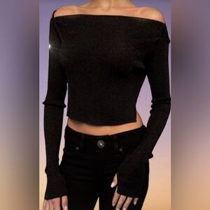 All Saints Black Off-Shoulder Sweater